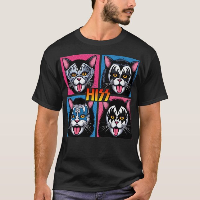 Funny katt Hiss Rock and roll för Cat Lover Cat Pa T Shirt (Framsida)