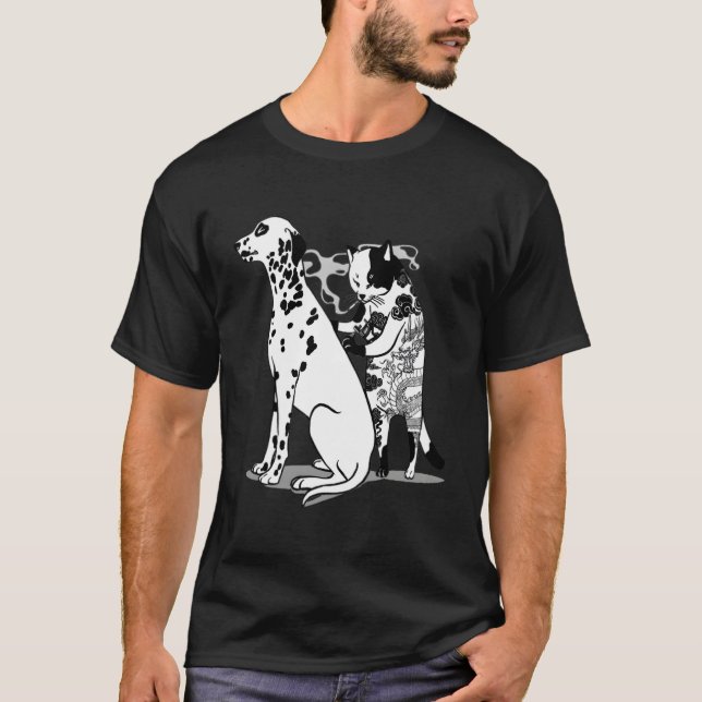 Funny Katt och Hund tröja Tattokonstst Cat Tecknin (Framsida)