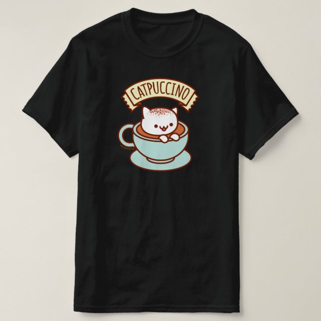Funny katt T-Shirt - "CATPUCCINO" (Design framsida)