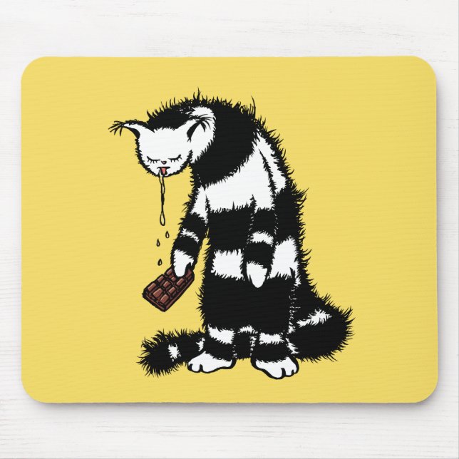 Funny kattchoklad Älskare - drunkningskatt Bläck Musmatta (Framsidan)