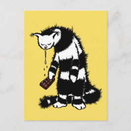 Funny kattchoklad Älskare - drunkningskatt Bläck Vykort