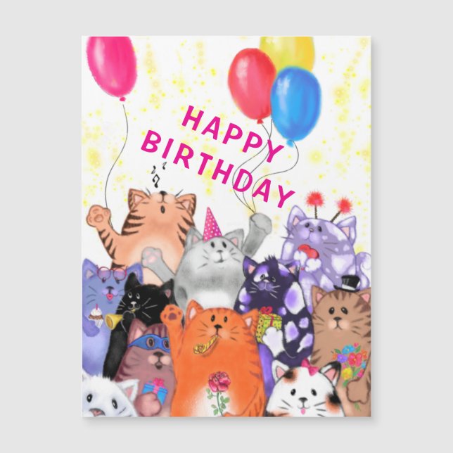 Funny katter Magnetic Birthday Card (Framsida)
