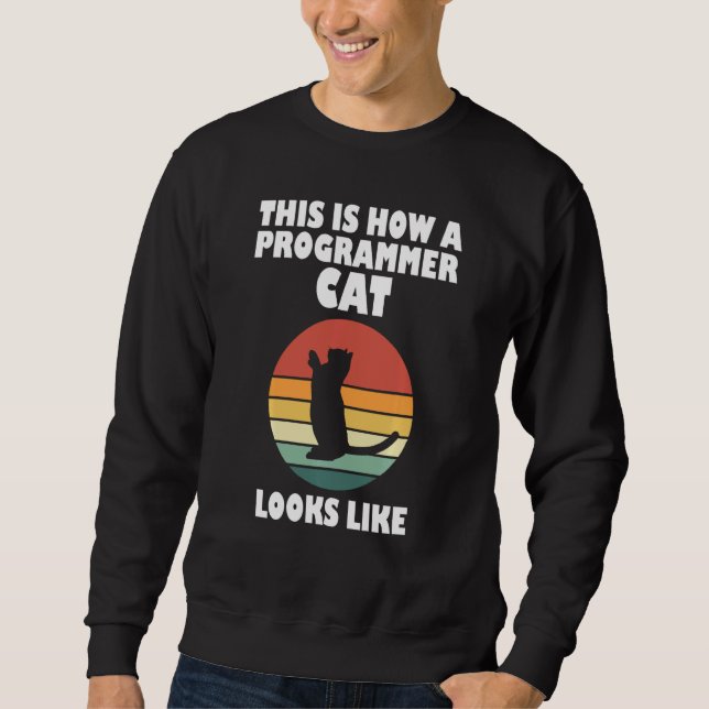Funny katter och programmering av Ingenjör-datorer Lång Ärmad Tröja (Framsida)