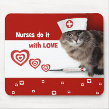 Funny Kattunge Wearing Nurse Cap Gift
