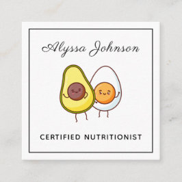 Funny Kawaii Avocado & Egg Keto Theme Nutritionist Fyrkantigt Visitkort