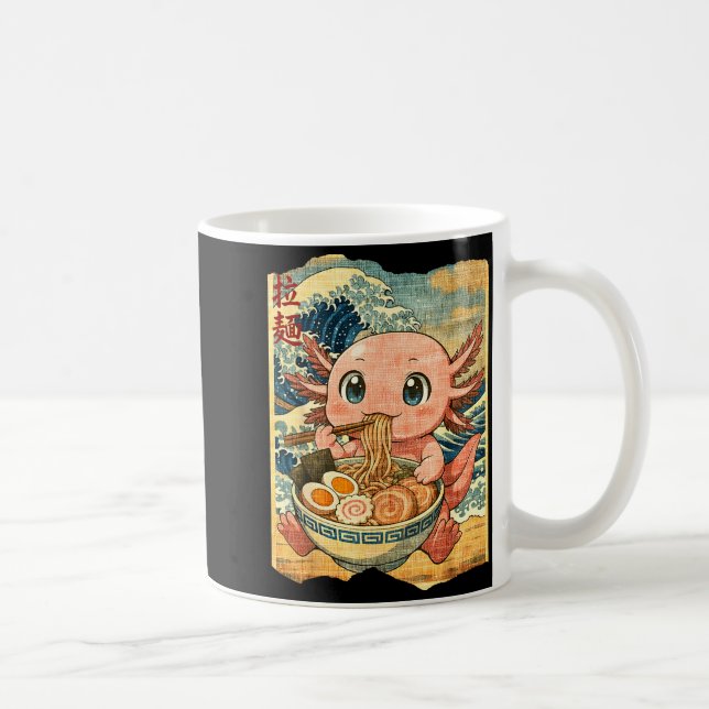 Funny Kawaii Axolotl Ramen Noodle Bowl Japanese Wa Kaffemugg (Höger)