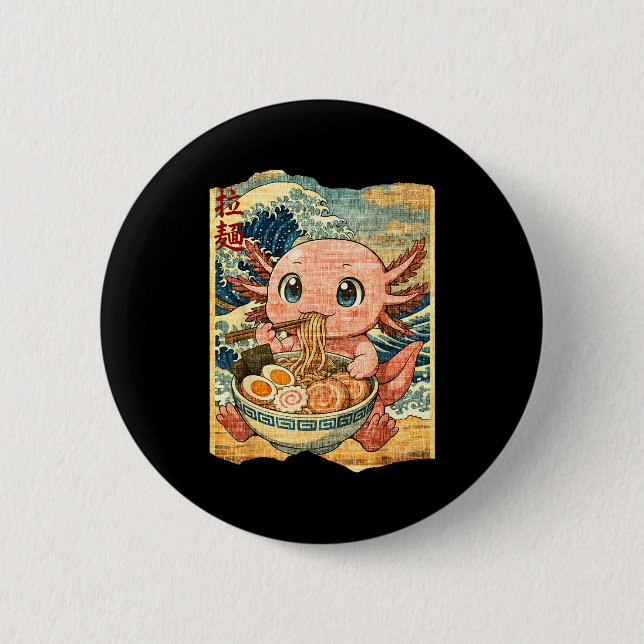 Funny Kawaii Axolotl Ramen Noodle Bowl Japanese Wa Knapp (Framsida)