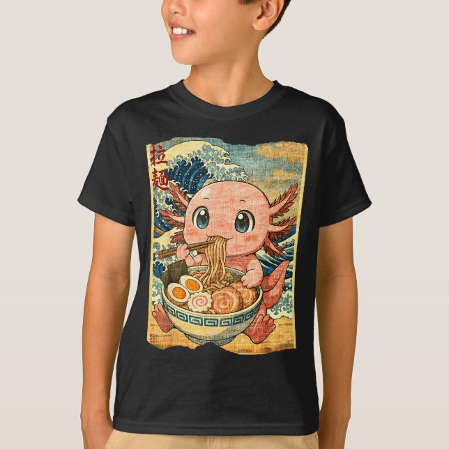 Funny Kawaii Axolotl Ramen Noodle Bowl Japanese Wa T Shirt (Framsida)
