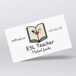Funny Kawaii Bok ESL Lacher English Teacher Cute Visitkort