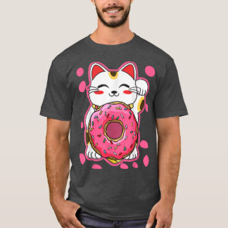 Funny Kawaii Cat Donut Japane Women Girls  T Shirt