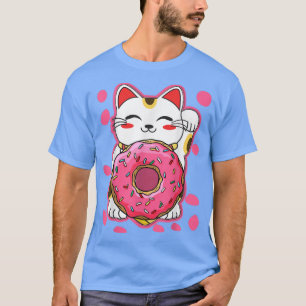 Funny Kawaii Cat Donut Japane Women Girls T Shirt