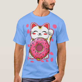 Funny Kawaii Cat Donut Japane Women Girls T Shirt