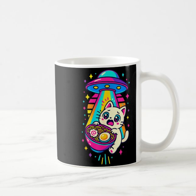 Funny Kawaii Cat Ramen Ufo Japanese Anime Women Gi Kaffemugg (Höger)