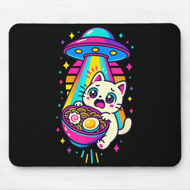 Funny Kawaii Cat Ramen Ufo Japanese Anime Women Gi Musmatta (Framsidan)
