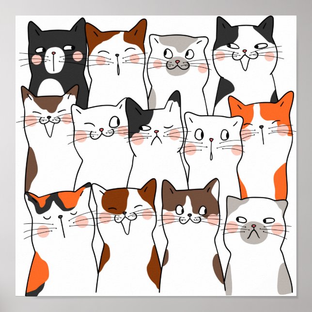 Funny Kawaii Cats Poster (Framsidan)