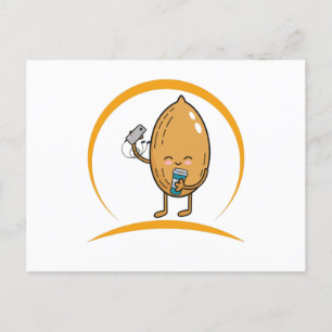 Funny Kawaii Peanut Coffee Music Vykort