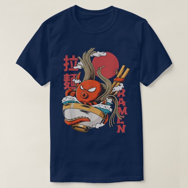 Funny Kawaii Ramen Cute Anime octopus Japanese Asi T Shirt (Design framsida)