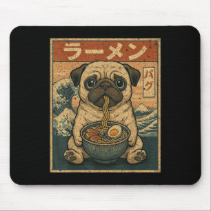 Funny Kawaii Ramen Pug Japansk Noodles Pug Eating Musmatta