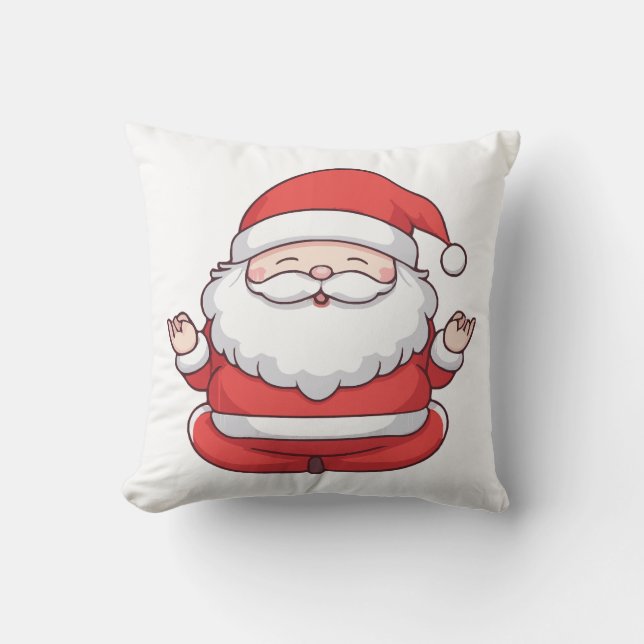Funny Kawaii Santa Yoga Meditation Kudde (Framsida)