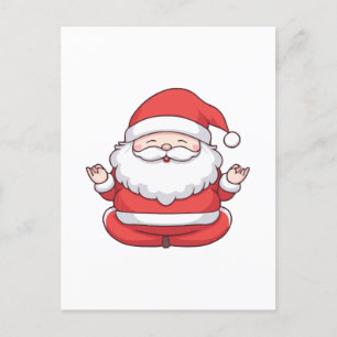 Funny Kawaii Santa Yoga Meditation Vykort