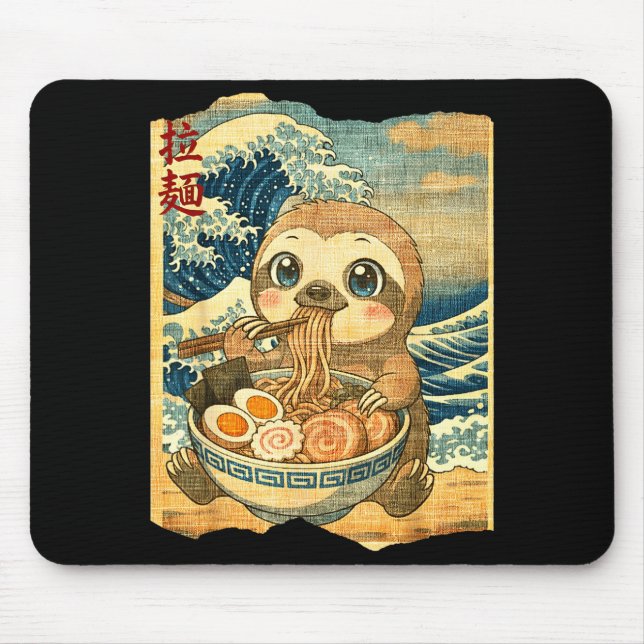 Funny Kawaii Sloth Ramen Noodle Bowl Japanese Wave Musmatta (Framsidan)