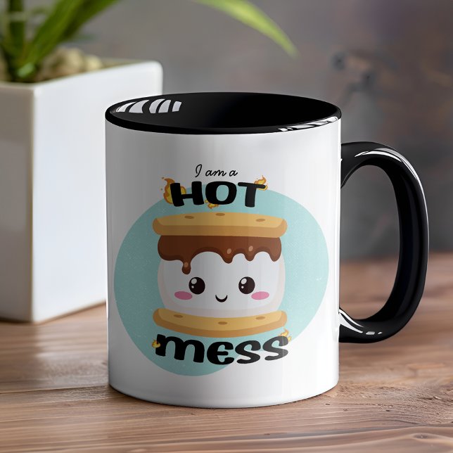 Funny Kawaii S'mores Hett  Mugg (You'll definitely be a happy camper with this S'mores hot mess mug.)