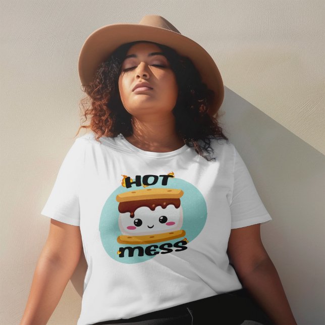 Funny Kawaii Smores Hett  T Shirt (No need to be “mallow-dramatic”. This fantastic hot mess sticker features some serious eye candy.)