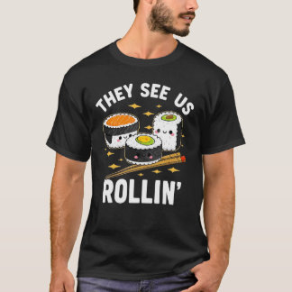 Funny Kawaii Sushi Roll Food Älskare Humor för Sus T Shirt