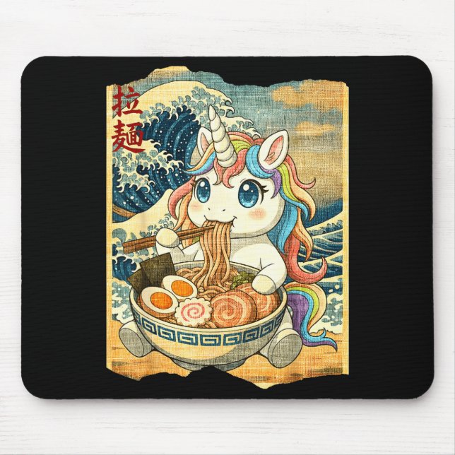 Funny Kawaii Unicorn Ramen Noodle Bowl Japanese Wa Musmatta (Framsidan)