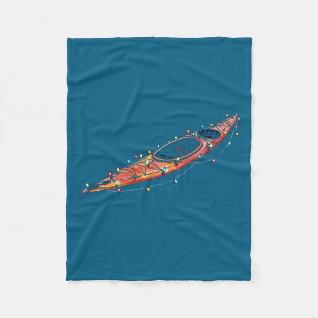 Funny Kayak Christmas Graphics Lights Lover Kayaki Fleecefilt (Framsidan)