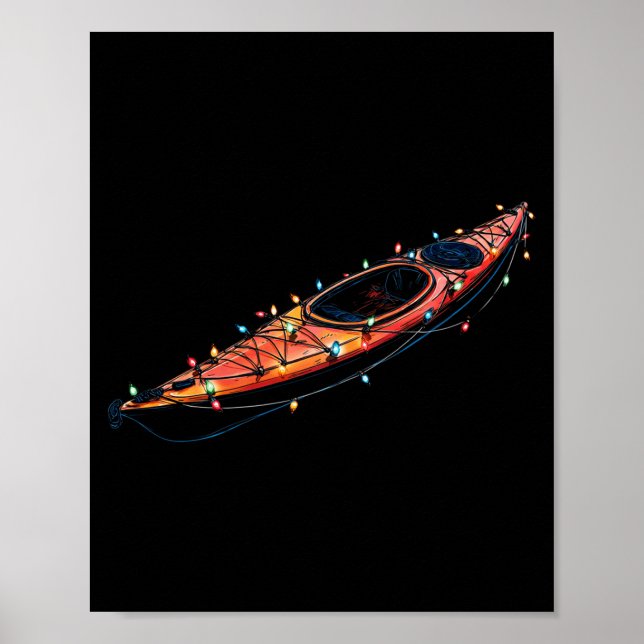 Funny Kayak Christmas Graphics Lights Lover Kayaki Poster (Framsidan)