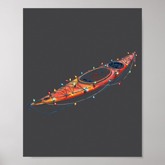 Funny Kayak Christmas Graphics Lights Lover Kayaki Poster (Framsidan)