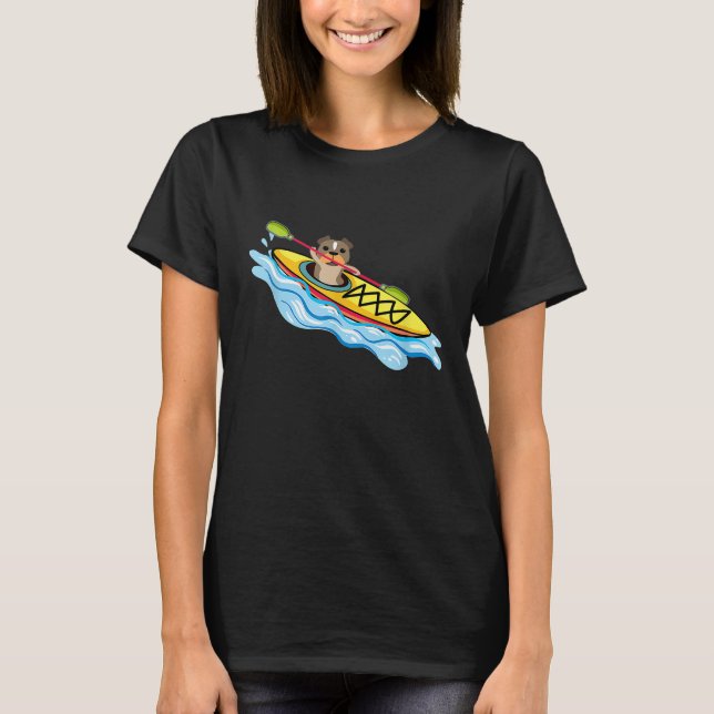 Funny Kayak Pitbull T-shirt Kayak Hund Buddy (Framsida)