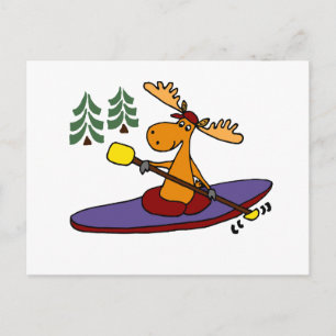 Funny Kayaking Moose Vykort