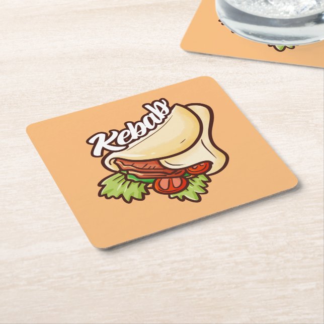 Funny Kebab Tecknad Design Papper Underlägg Kvadrat (Vinklad)