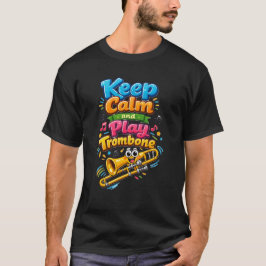 Funny Keep Calm and Play Trombone Music Design T Shirt