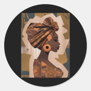 Funny Kente Trasa Head Wrap African Women Runt Klistermärke