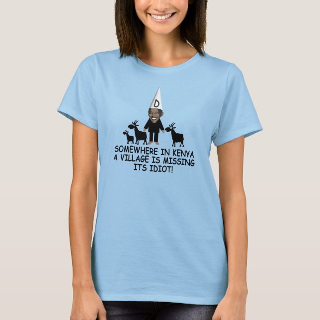 Funny Kenyan-byidiot anti Obama T-shirt (Framsida)