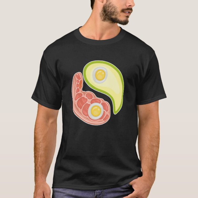 Funny Keto Diet Meat Eggs Avocado Ying Yang Zen Sy T Shirt (Framsida)