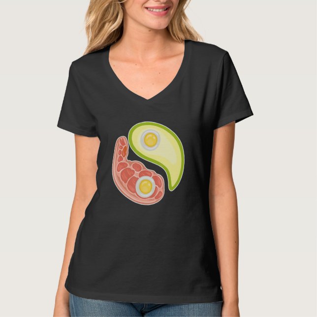 Funny Keto Diet Meat Eggs Avocado Ying Yang Zen Sy T Shirt (Framsida)