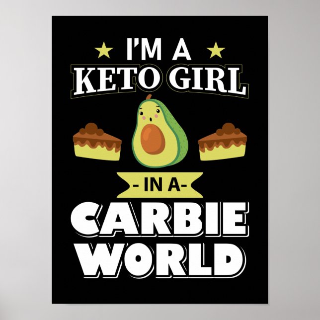Funny Keto Girl Cute Ketogen Diet Avocado Poster (Framsidan)