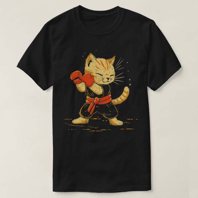 Funny Kickboxing Cat Player Women Manar Kids T Shirt (Design framsida)
