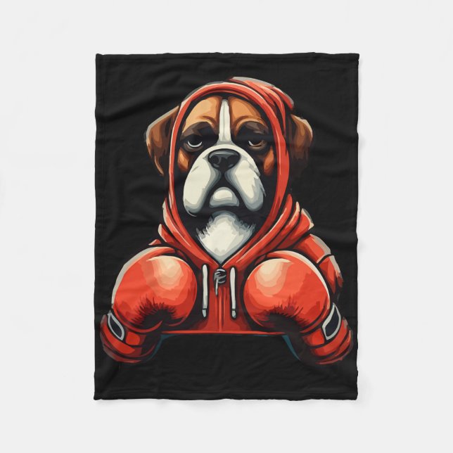 Funny Kickboxing eller Boxing Boxer Hund Kvinnor M Fleecefilt (Framsidan)