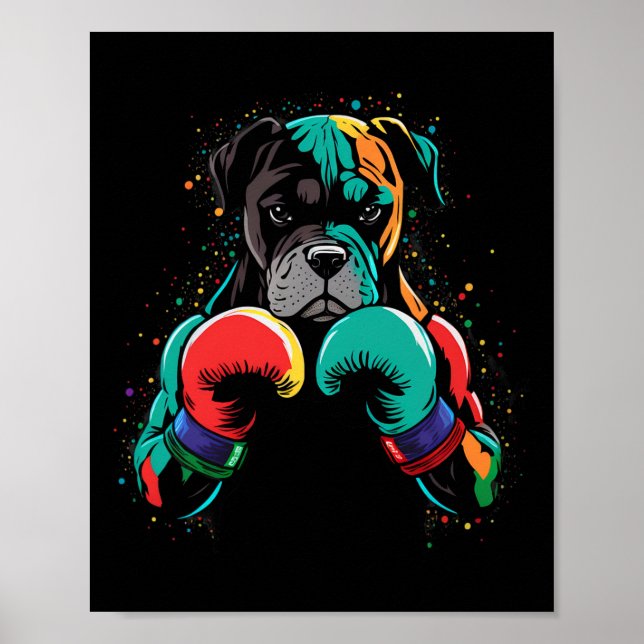 Funny Kickboxing eller Boxing Boxer Hund Manar Wom Poster (Framsidan)