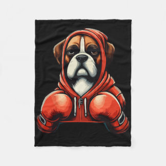 Funny Kickboxing Or Boxing Boxer Dog  Fleecefilt