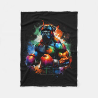 Funny Kickboxing Or Boxing Boxer Dog Paint Splash  Fleecefilt