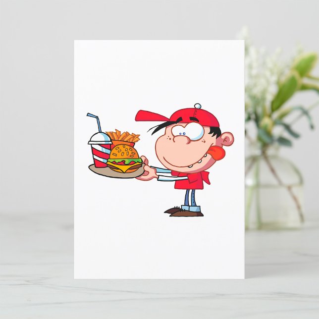 Funny Kid Fast Food Älskare Burger, Fries and Drin Inbjudningar (Skapare uppladdad)