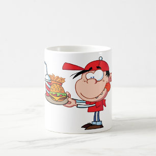 Funny Kid Fast Food Älskare Burger, Fries and Drin Kaffemugg