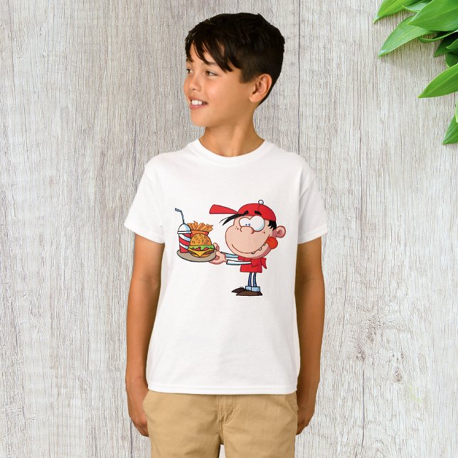 Funny Kid Fast Food Älskare Burger, Fries and Drin T Shirt (Skapare uppladdad)