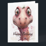 Funny Kids Cute och Lovable Rosa Dinosaur Birthday Kort<br><div class="desc">Det här är det söta och vänliga födelsedagskortet för rosa dinosauaur, det här Jurrasic cutie är inte ditt vanliga förhistoriska monster. Ansikte på kortet säger att det är allt, och oavsett vilken ålder ditt barn är, så kommer de säkert att kärlek detta på sitt speciella födelsedatum. Denna varelse har ett...</div>